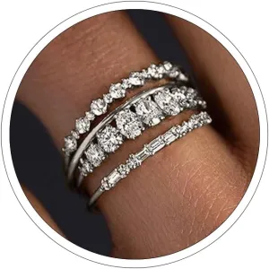 Otxas Gold Stackable Rings for Women, Non Tarnish, Dainty Cubic Zirconia Ring Set, Wedding Bands, Size 6-10