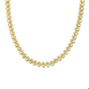 Oval Cut Tennis Necklace- Gold plated
