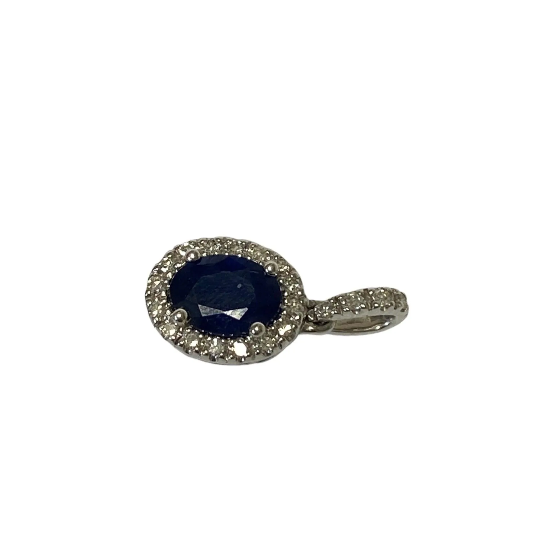 Oval Sapphire and Diamond Halo Pendant