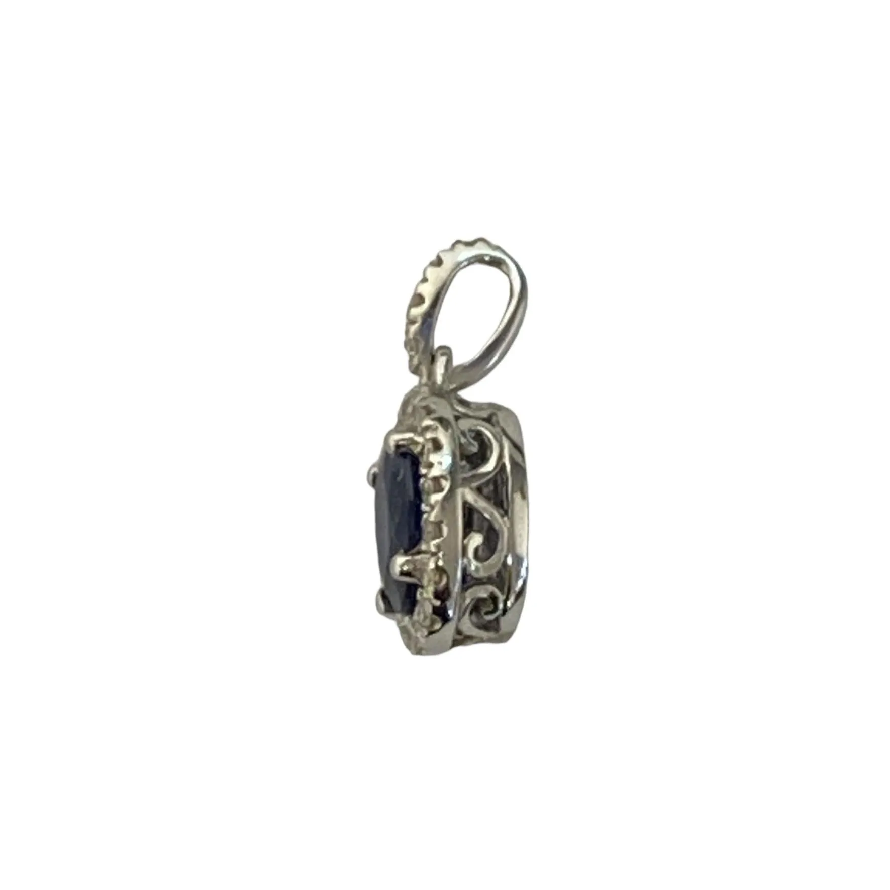 Oval Sapphire and Diamond Halo Pendant