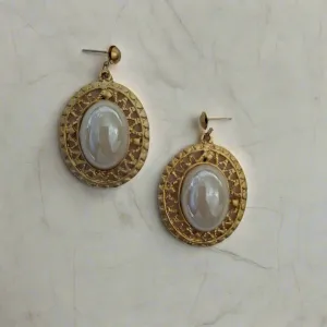 Oval-Shaped Pearl Earrings