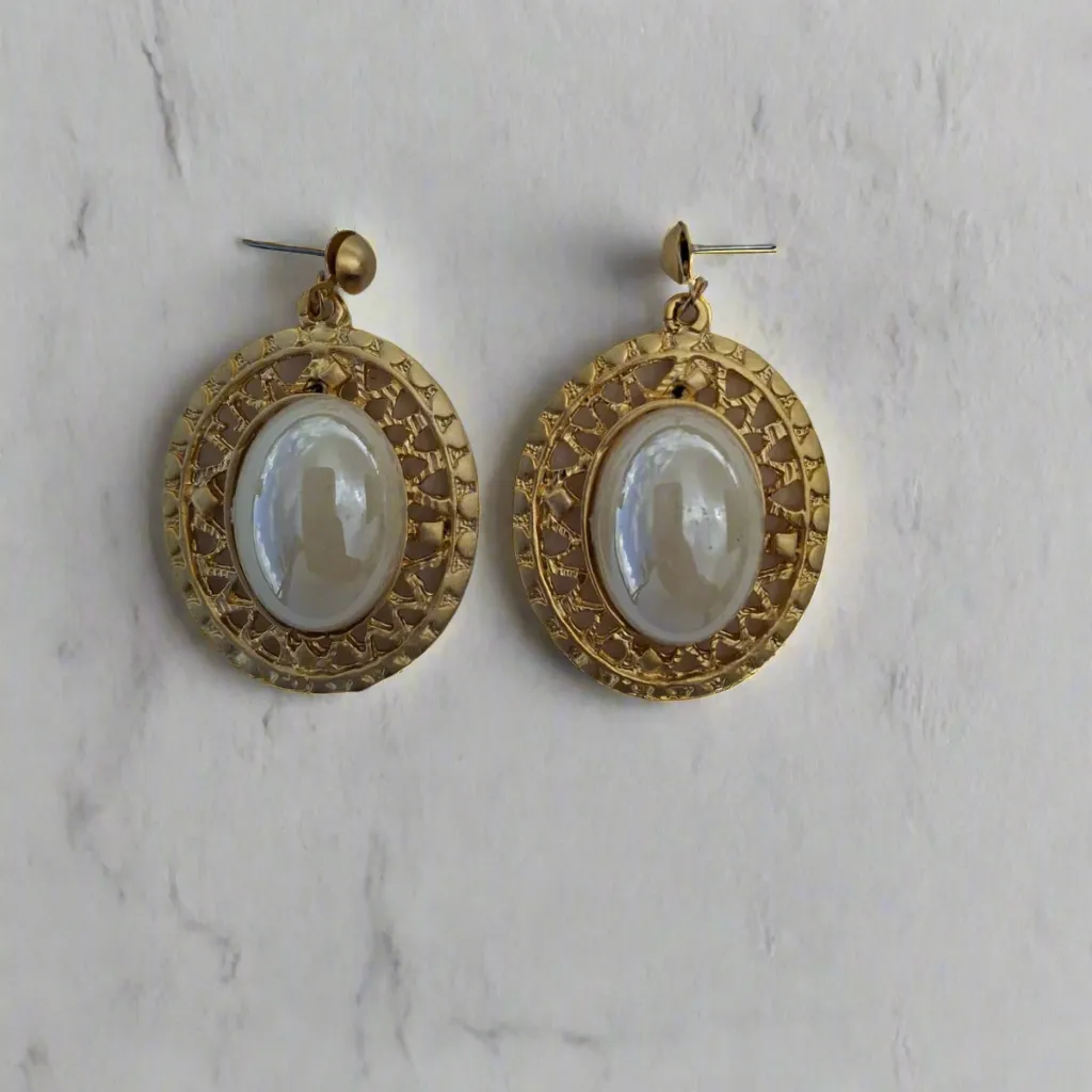 Oval-Shaped Pearl Earrings