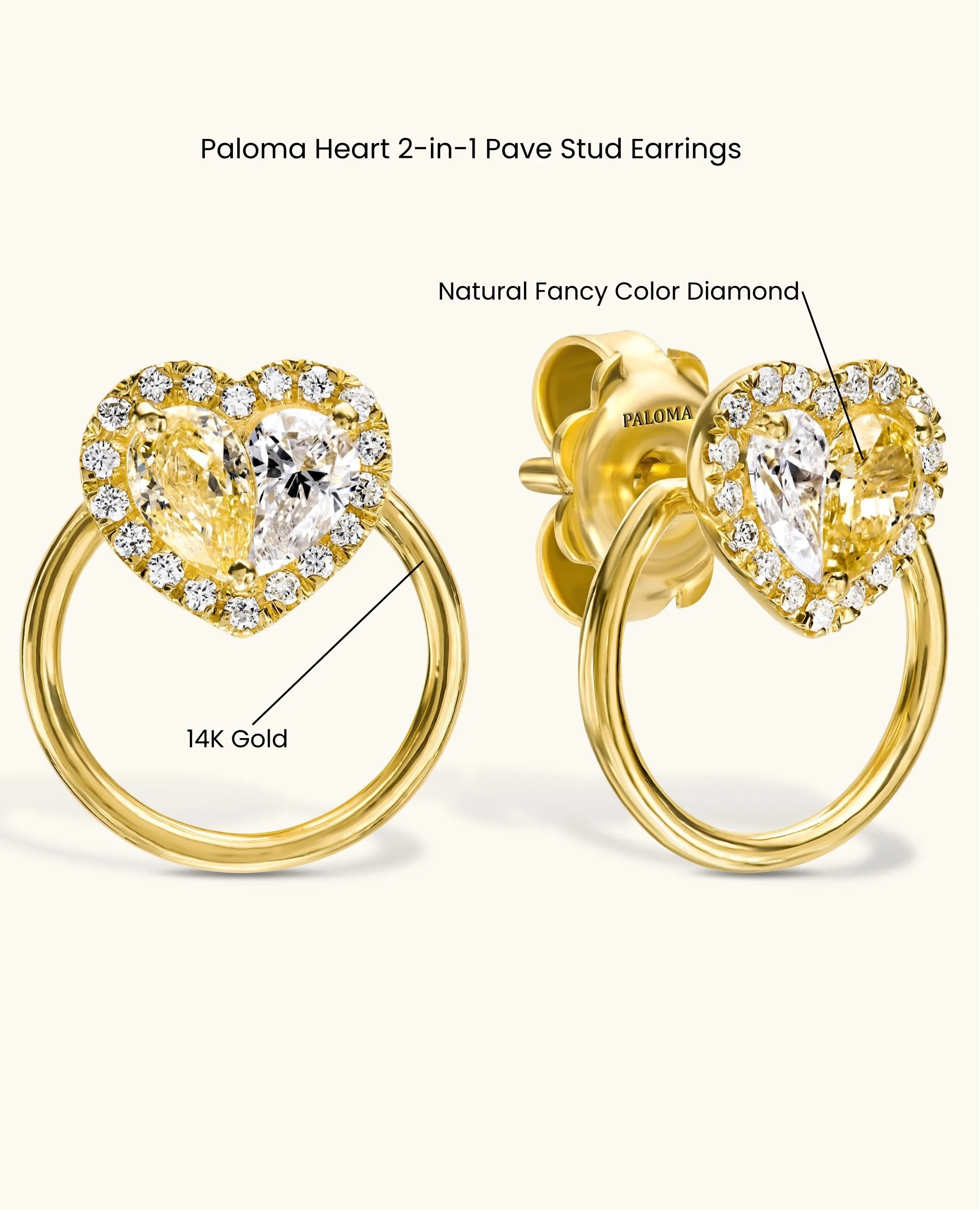 Paloma Heart 2-in-1 Stud Earrings