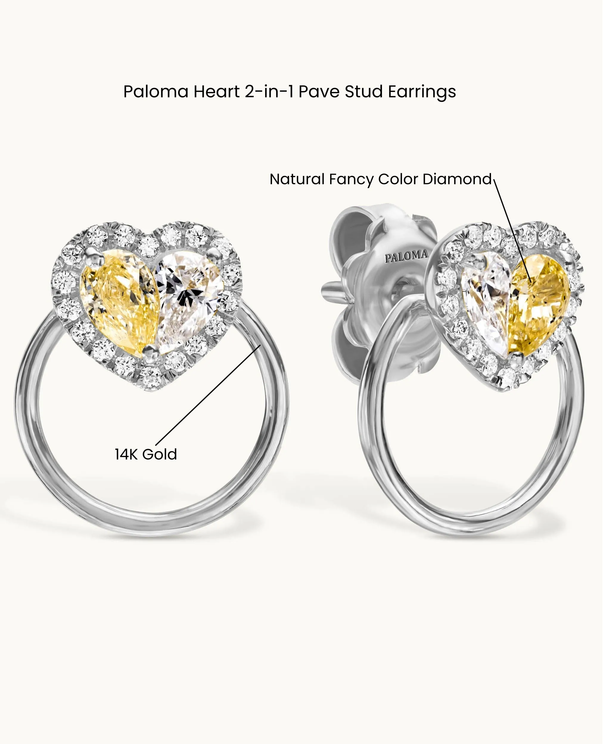 Paloma Heart 2-in-1 Stud Earrings