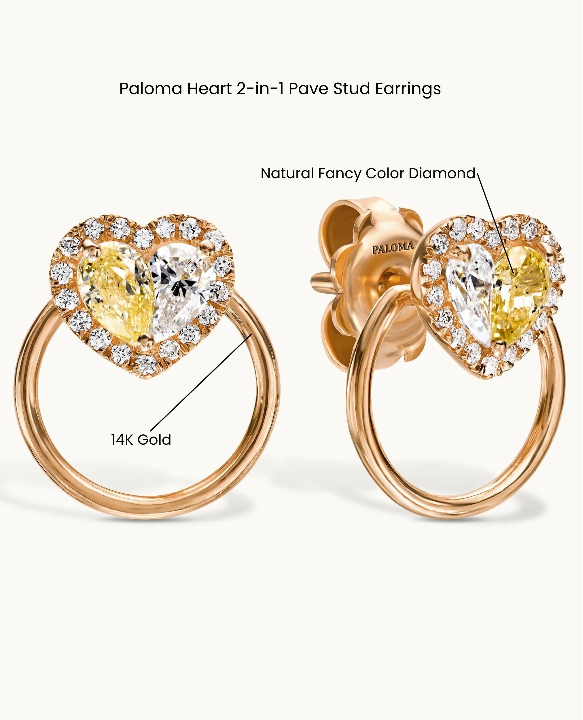Paloma Heart 2-in-1 Stud Earrings