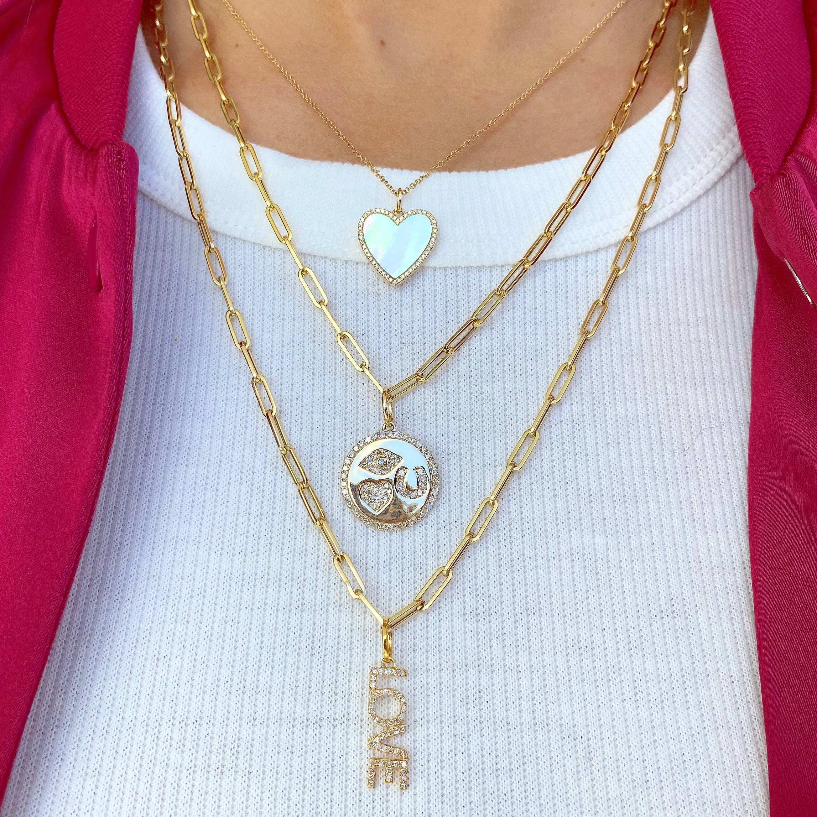 Paper Clip Link Chain 14K Gold Necklace