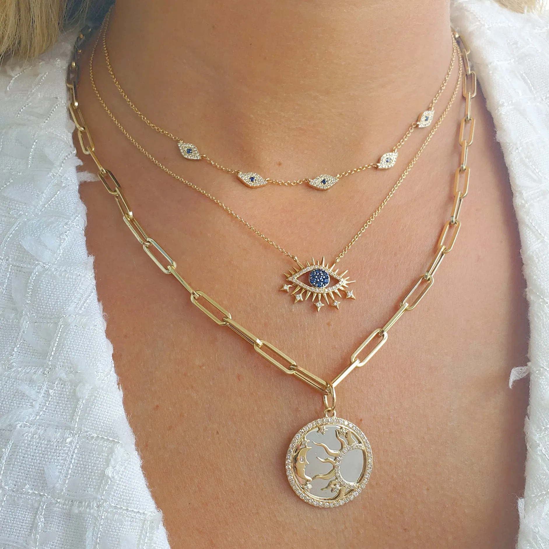 Paper Clip Link Chain 14K Gold Necklace