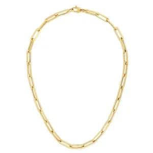 Paper Clip Link Chain 14K Gold Necklace