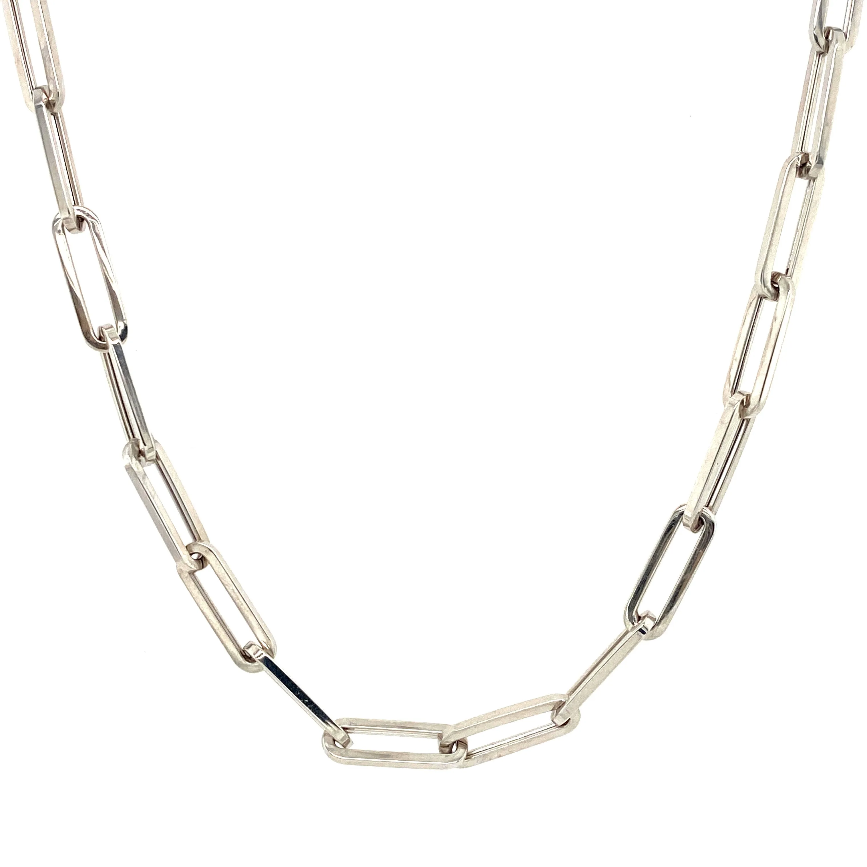 Paper Clip Link Chain 14K Gold Necklace