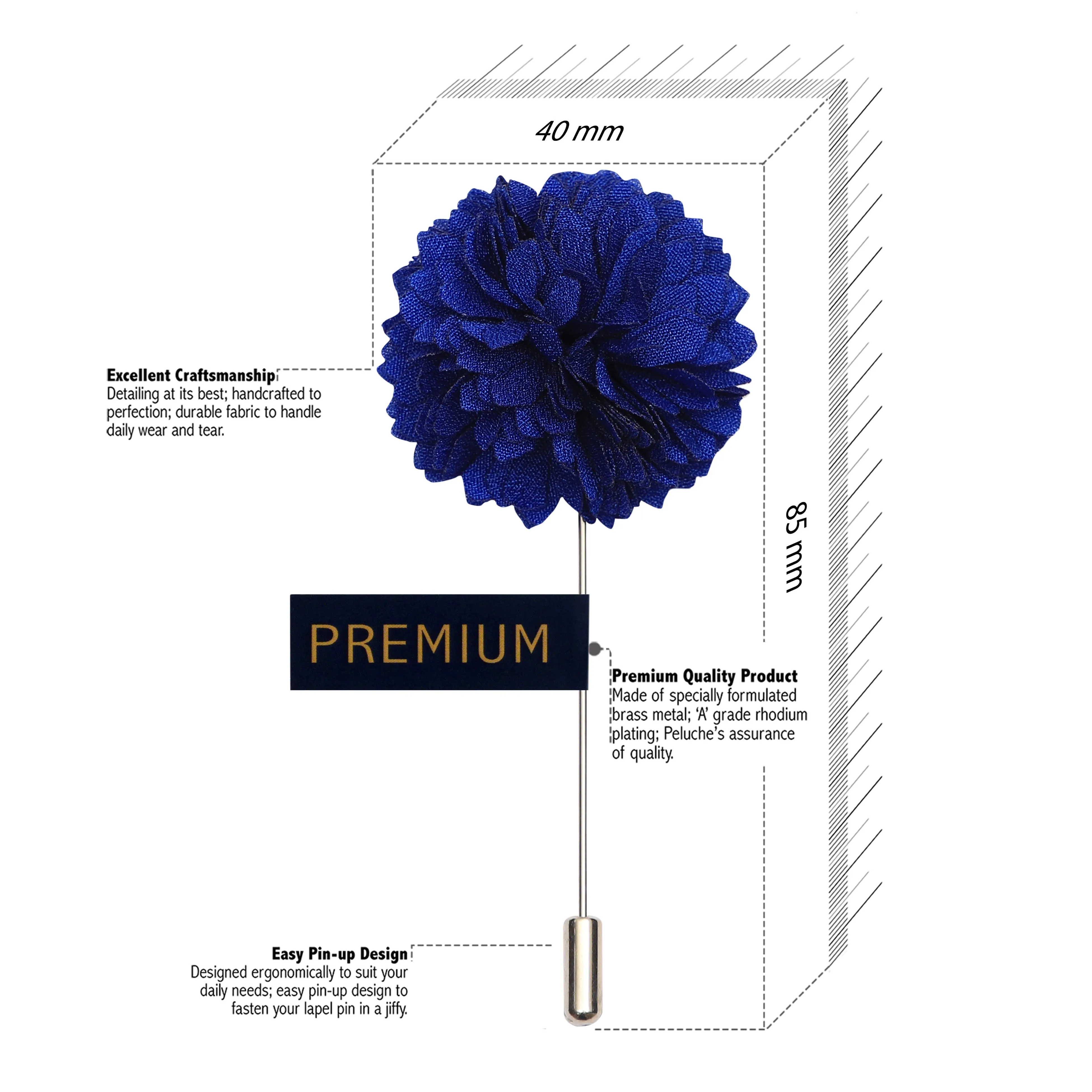 Peluche Adorable Blue Brooch For Men
