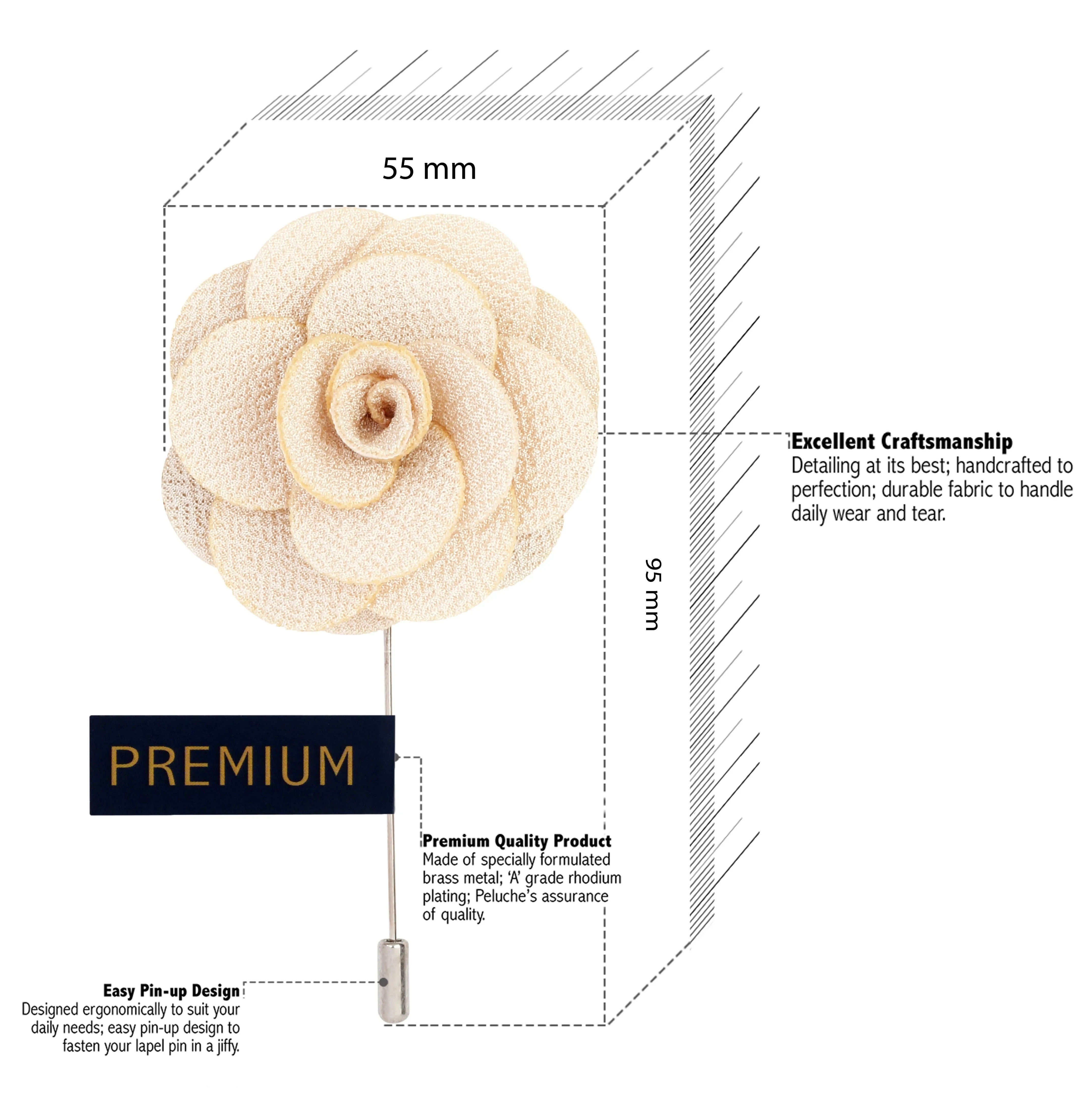Peluche Brawny Delicacy Beige Brooch Lapel Pin