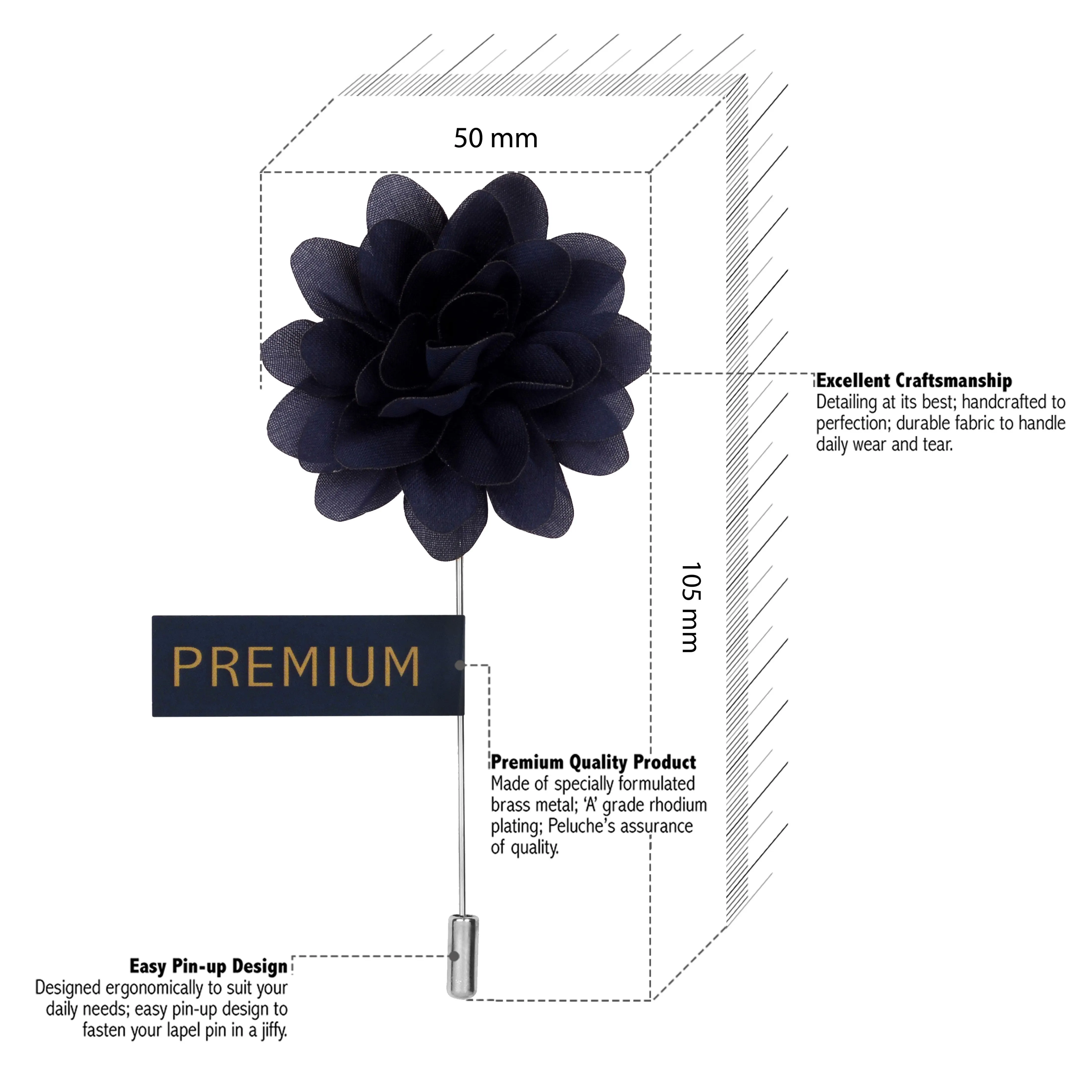 Peluche Elron Petals Royal Blue Brooch Lapel Pin