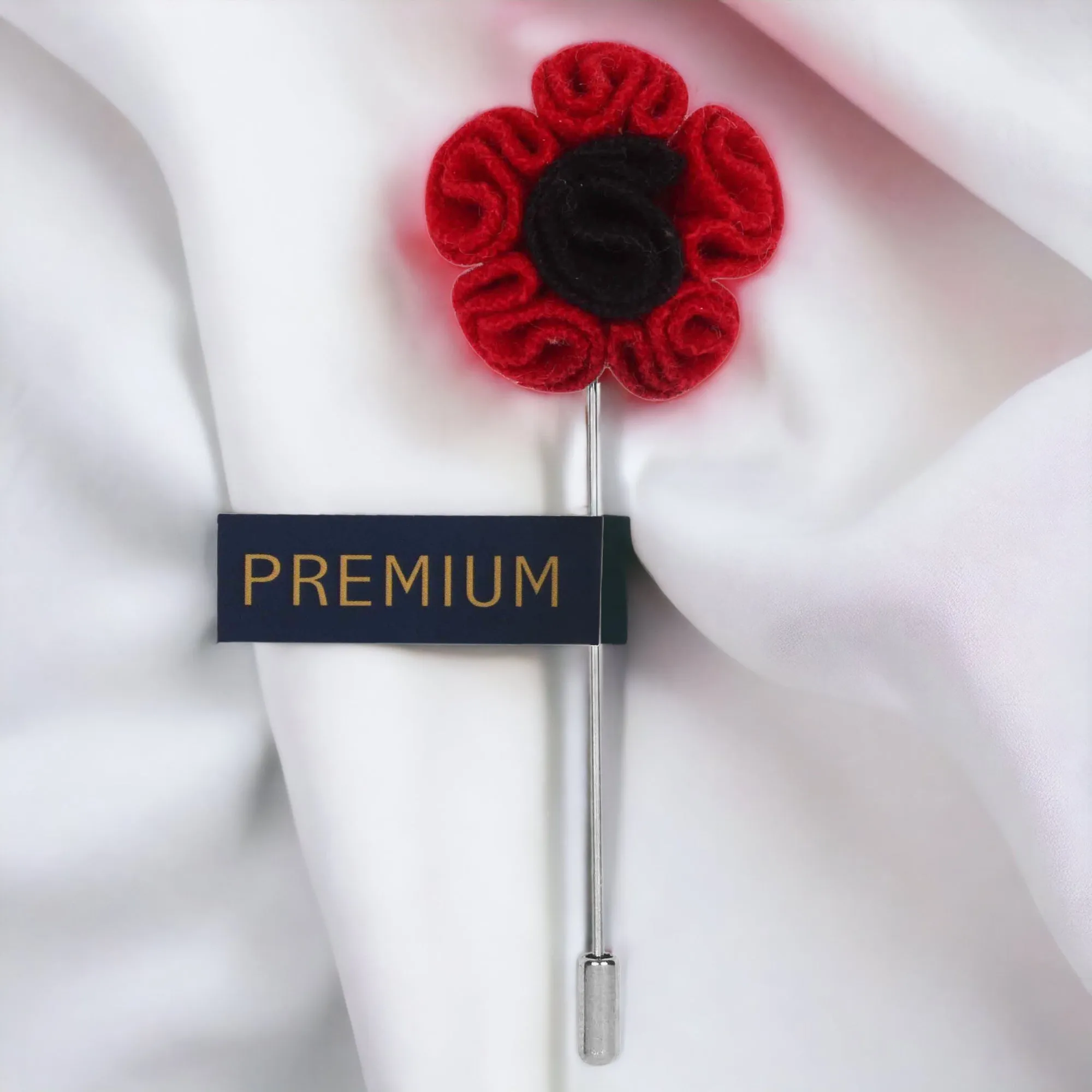Peluche Florwer in Flower Red, Black Brooch Lapel Pin