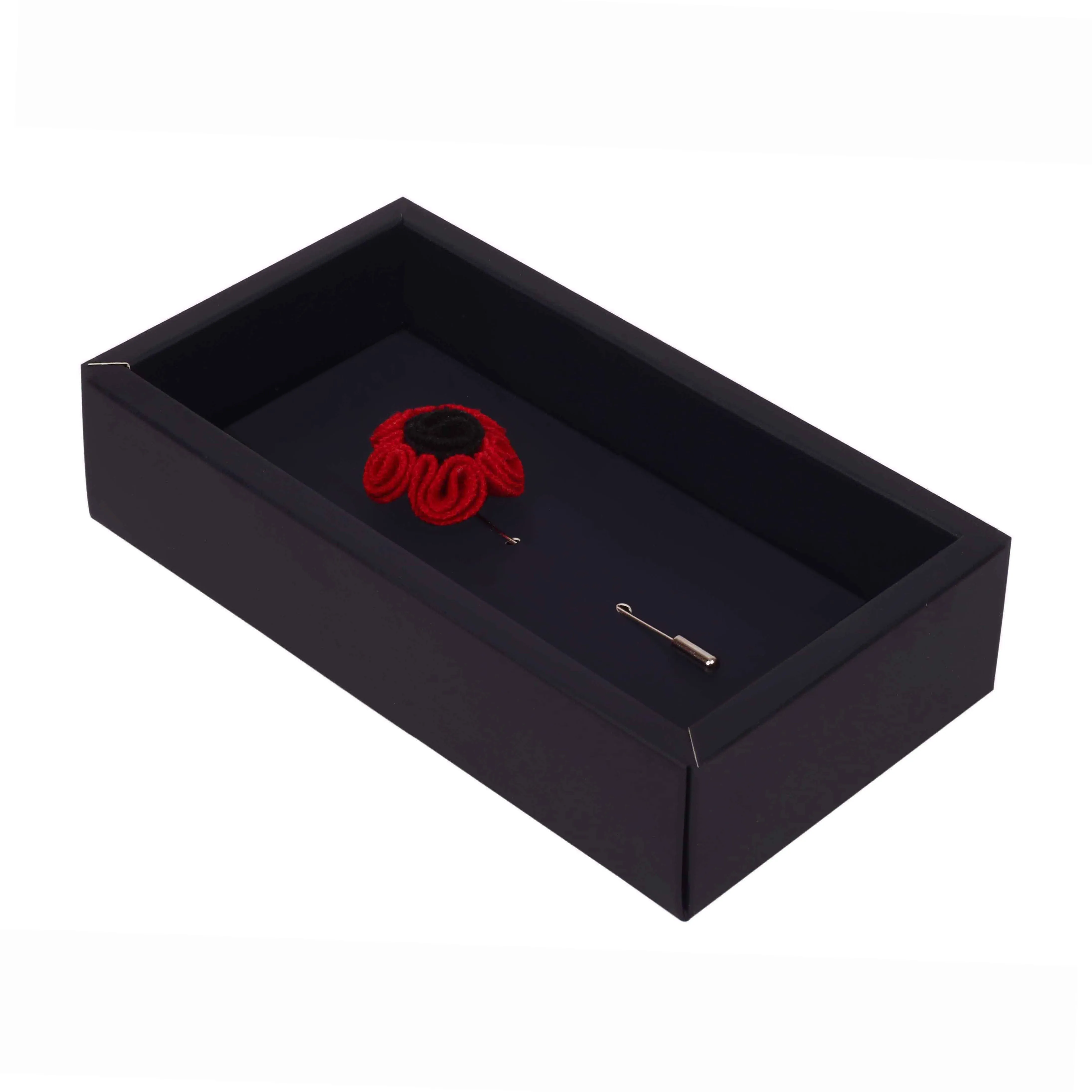 Peluche Florwer in Flower Red, Black Brooch Lapel Pin