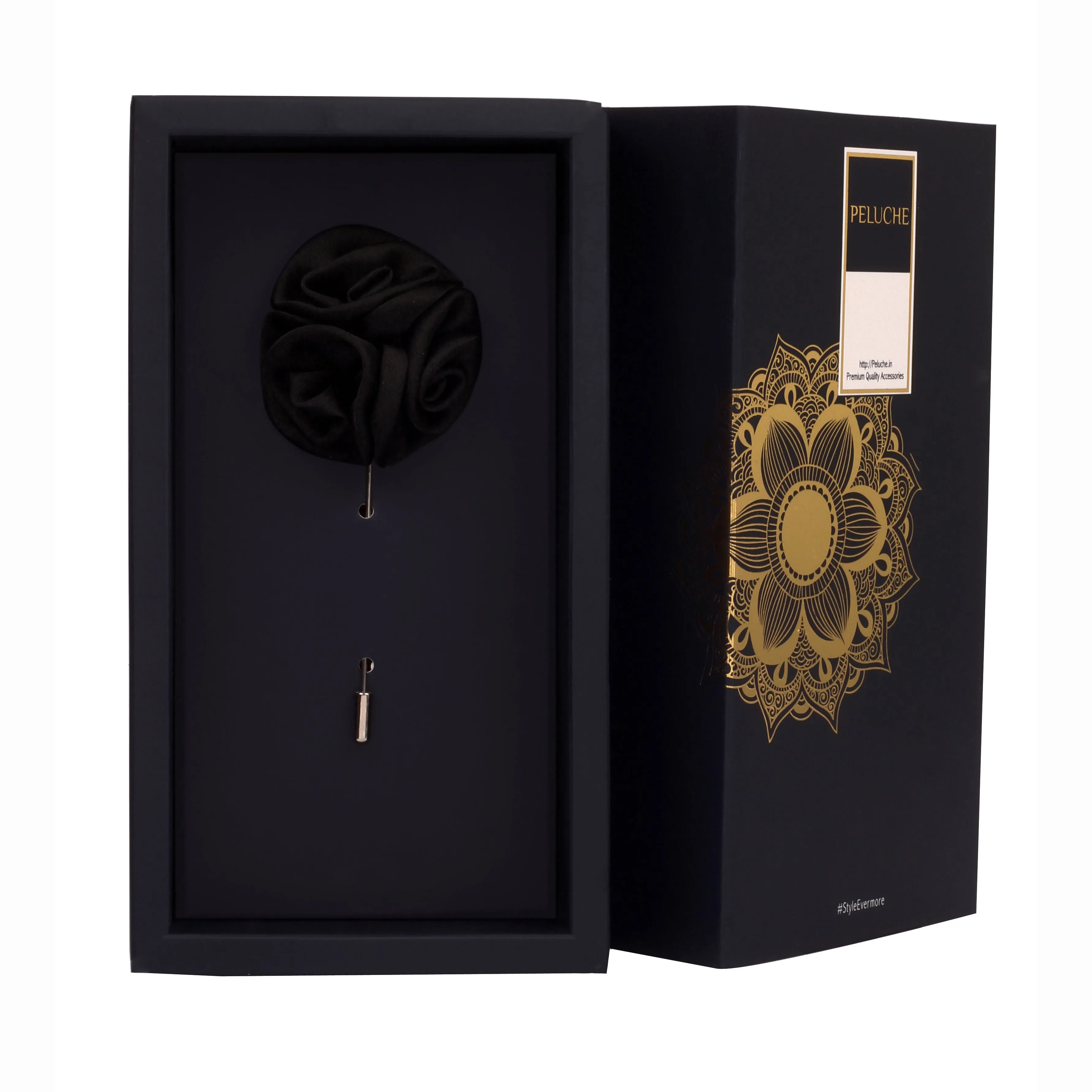 Peluche Ranunculus Flower Black Brooch Lapel Pin