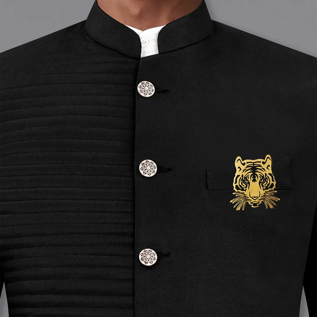 Peluche Ruthless Tiger Golden Stainless Steel Lapel Pin for Men