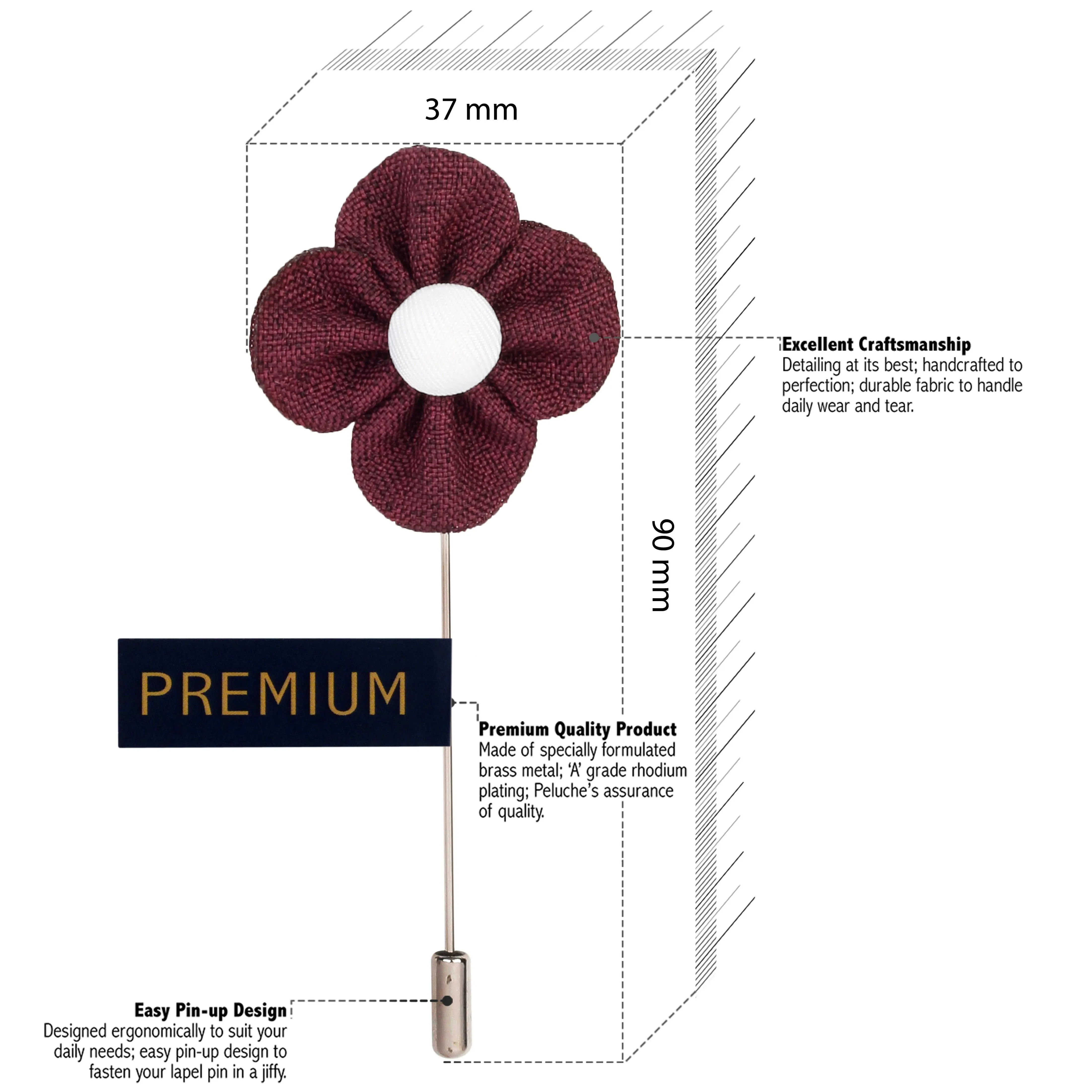 Peluche The Four Petal Flower Purple Brooch Lapel Pin