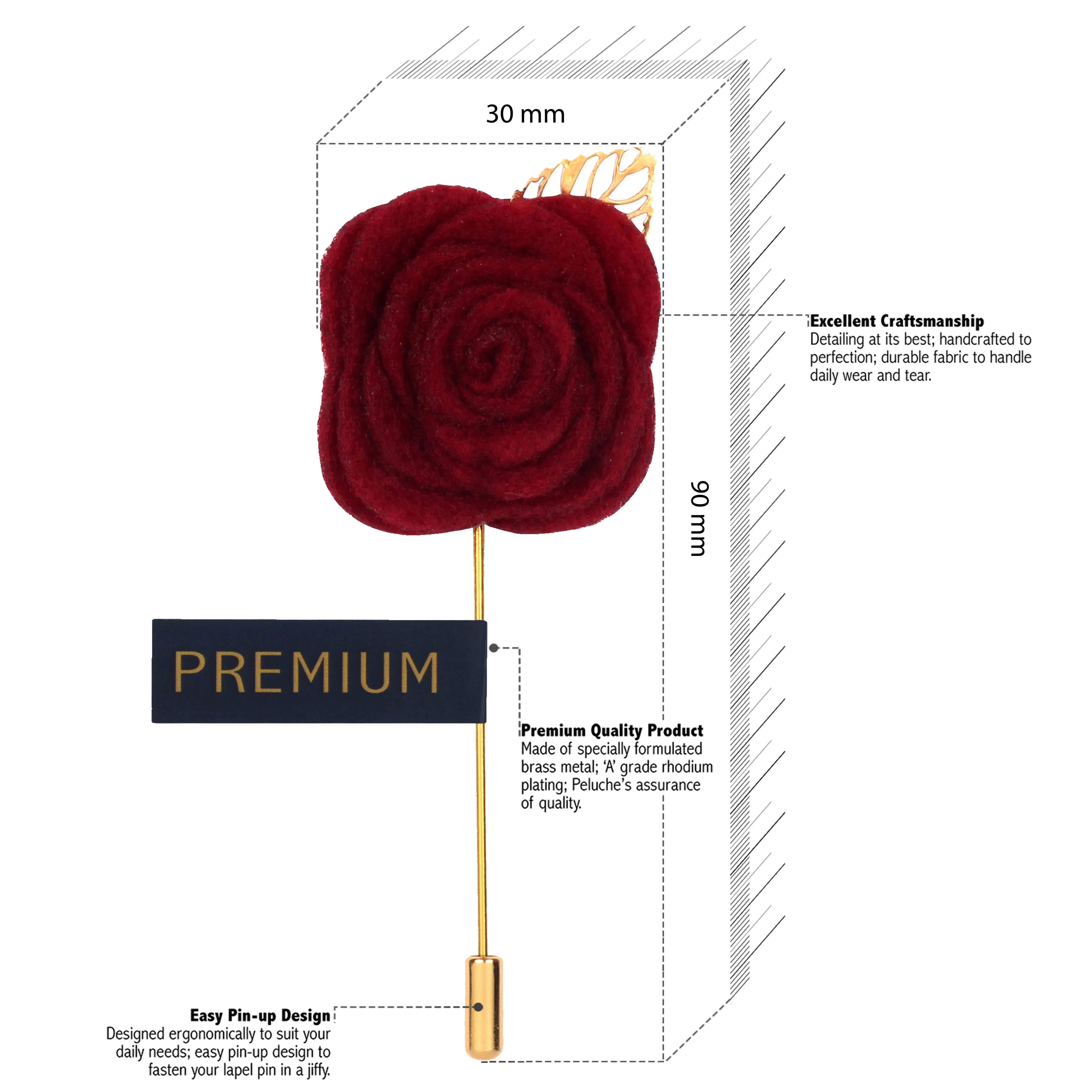 Peluche The Prince Charming Maroon Brooch Lapel Pin