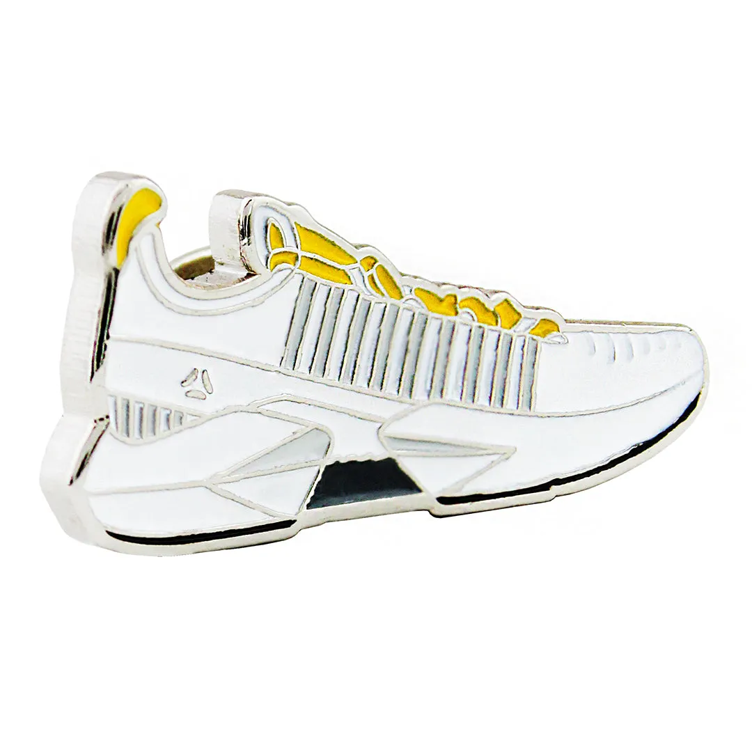 Peluche Trendy Shoe White & Yellow Lapel Pin For Men