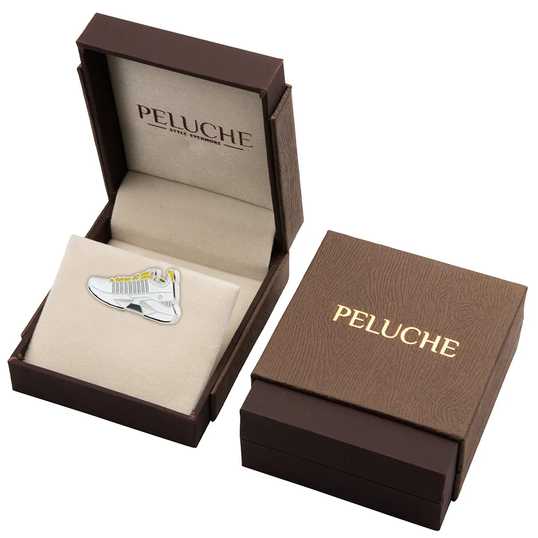 Peluche Trendy Shoe White & Yellow Lapel Pin For Men