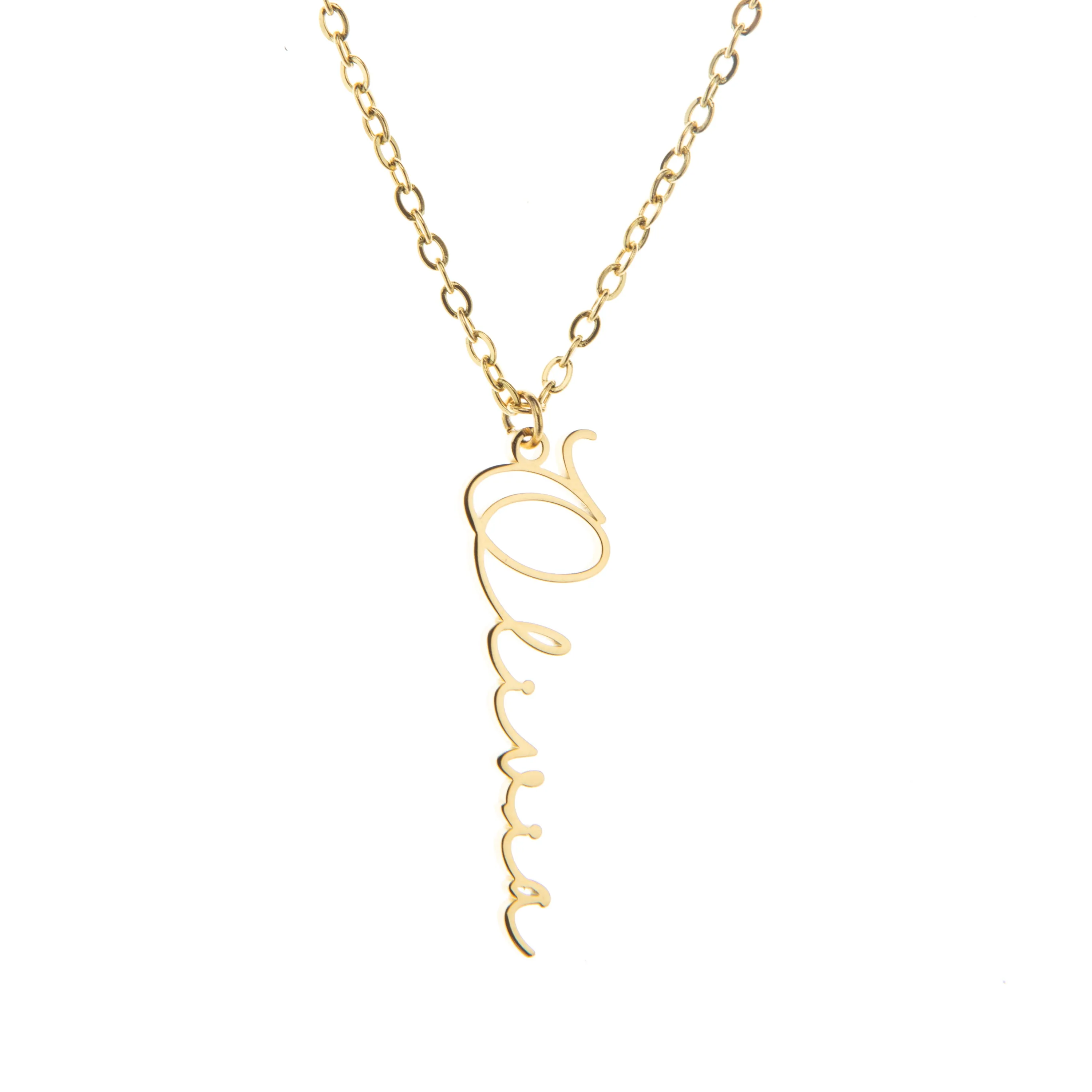 Personalized Vertical Signature Pendant Necklace