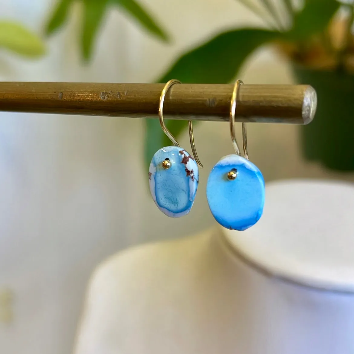 Petite lavender turquoise slices earrings