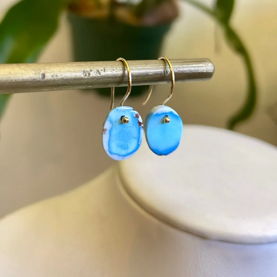 Petite lavender turquoise slices earrings