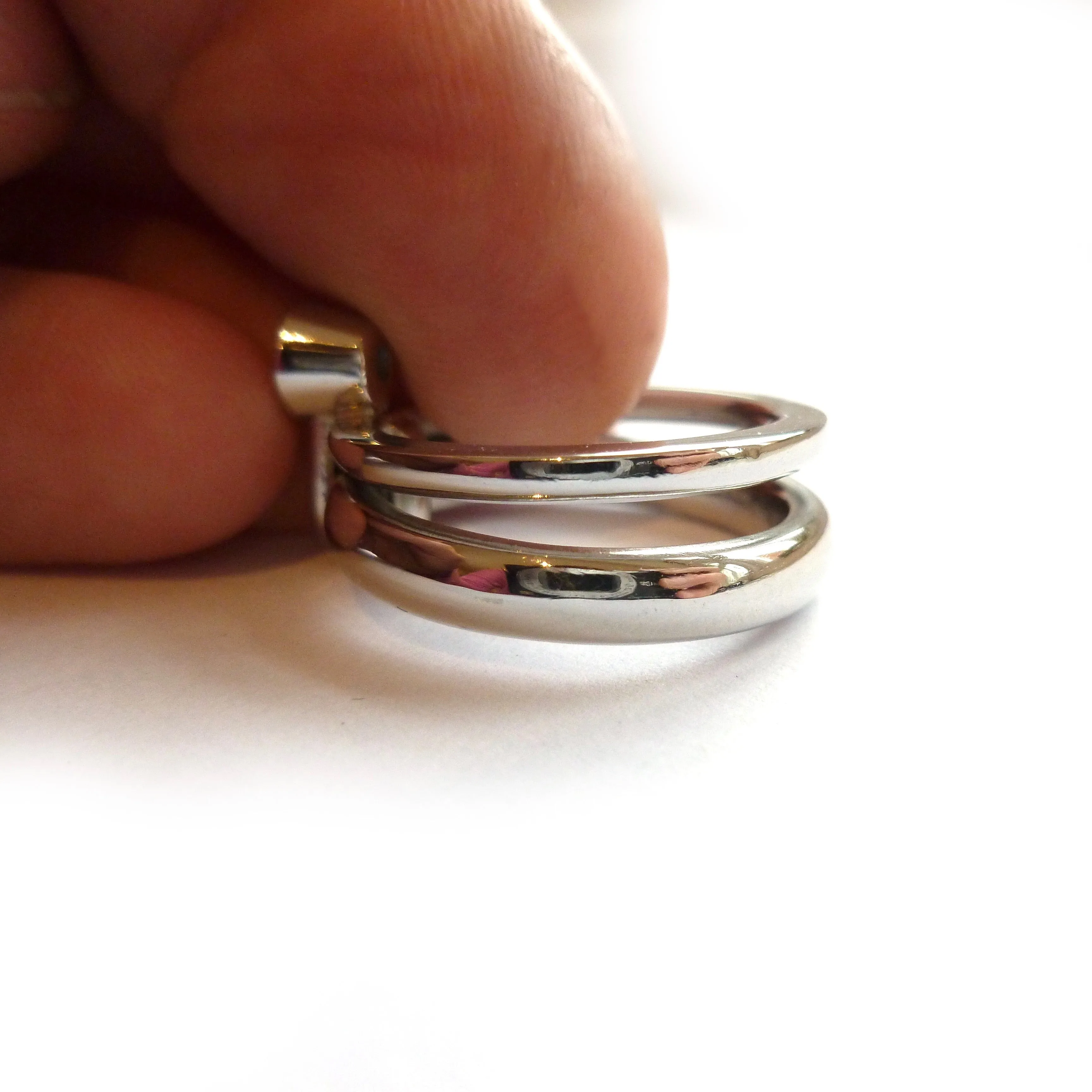 Platinum and diamond modern chunky stacking ring