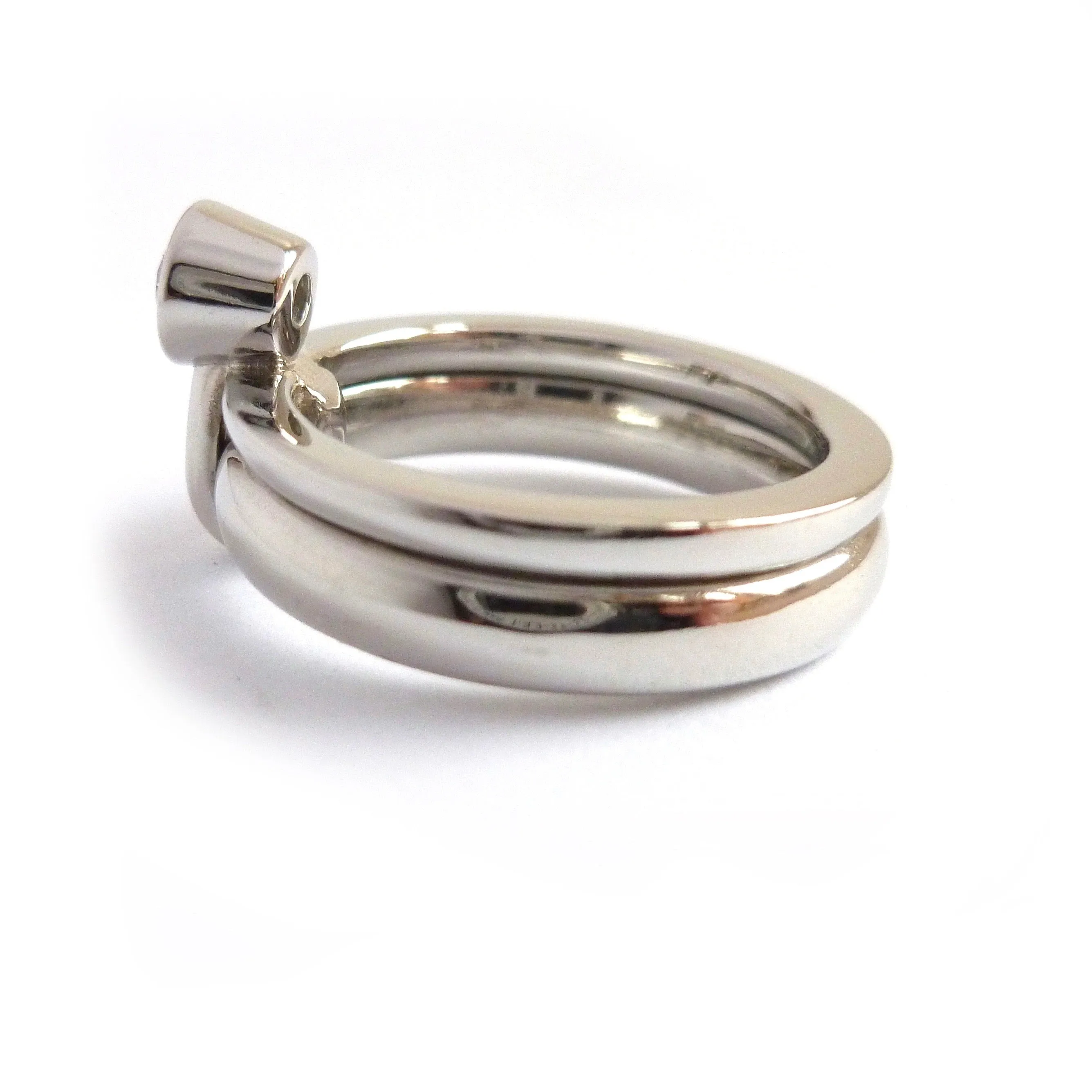 Platinum and diamond modern chunky stacking ring
