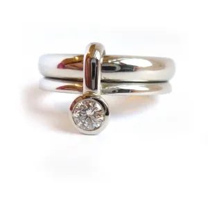 Platinum and diamond modern chunky stacking ring