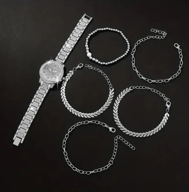Quartz Women's Watch with 5pcs Bracelets