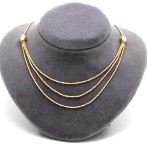 Real Gold Exquisite Three Layers Ball String Beads Luxury Necklace 4358 N1413