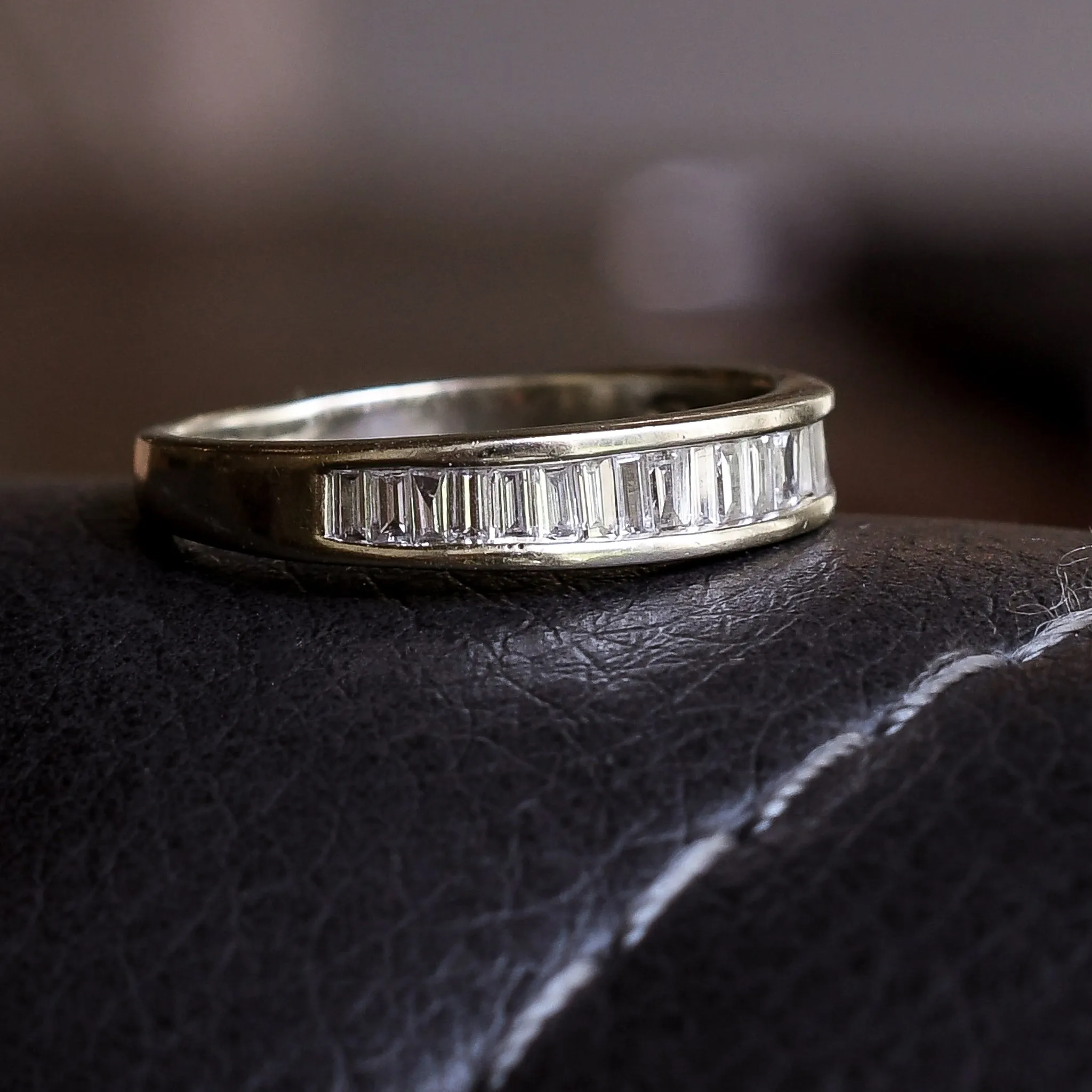 Reserved for Shelly R Mid-Century Graduated Baguette Diamond Eternity Ring