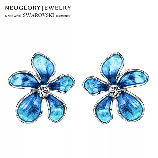 Rhinestone & Enamel Flower Earring