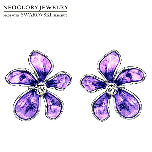 Rhinestone & Enamel Flower Earring
