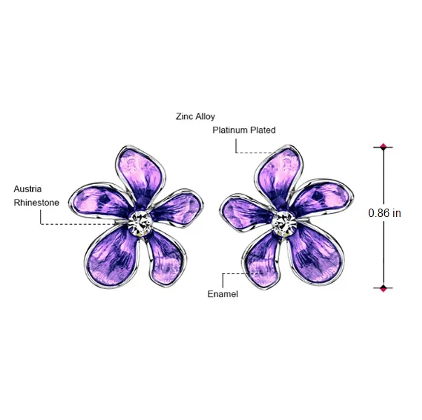 Rhinestone & Enamel Flower Earring