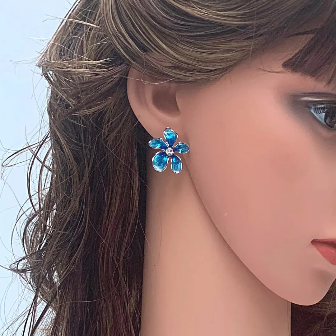 Rhinestone & Enamel Flower Earring