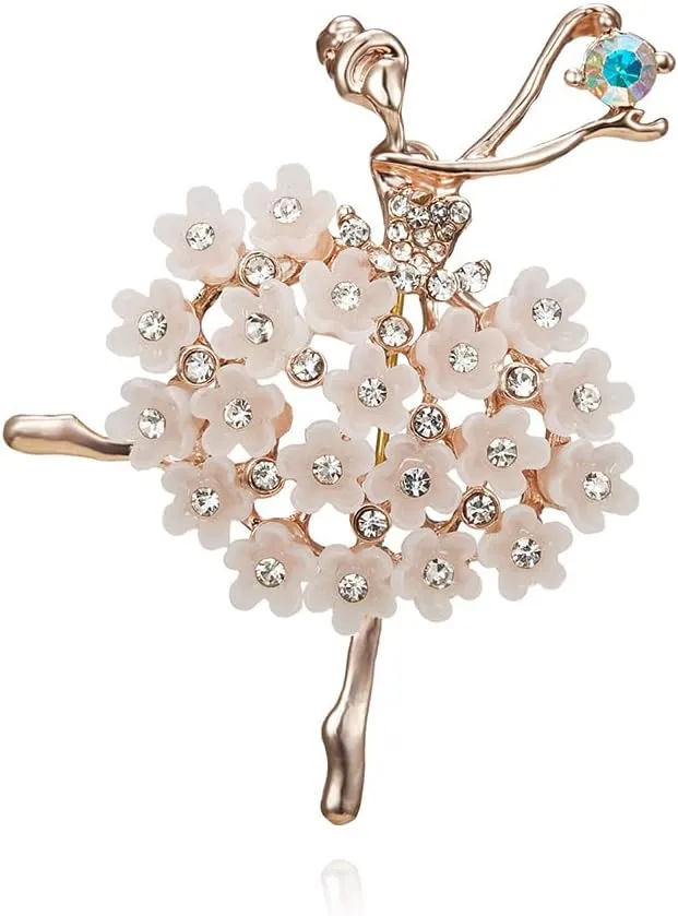 Rhinestone Ballerina Brooch Pin Ballet Gifts for Girls Dancing Brooch Dress Lapel Flower Pins Ballet Brooches for Women Birthday Christmas Gift