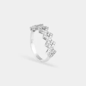 Rhombus Swirl Swarovski Ring - 930 Recycled Silver