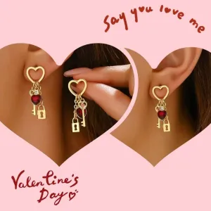 Romantic Love Key & Lock Earrings – Elegant Valentine's Day Jewelry