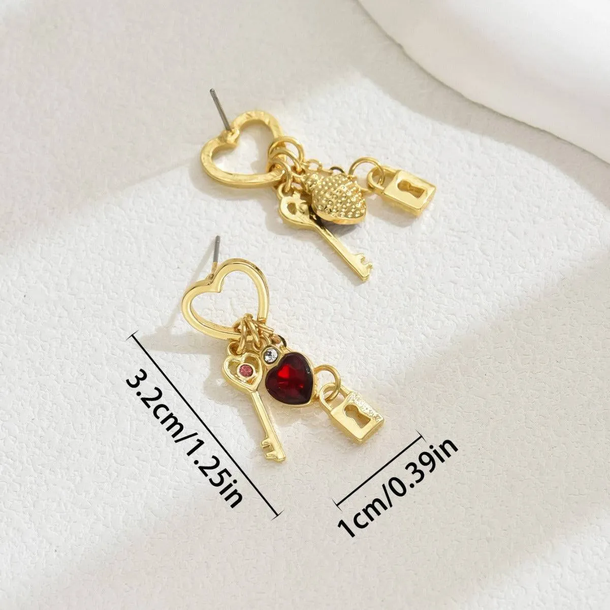 Romantic Love Key & Lock Earrings – Elegant Valentine's Day Jewelry