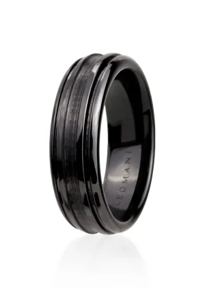 Rough Ring in Black Ceramic