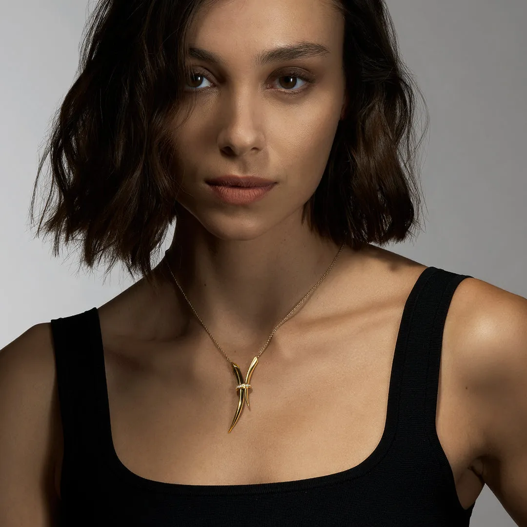 Sabre Deco Necklace - Yellow Gold Vermeil, Black Ceramic & Diamond