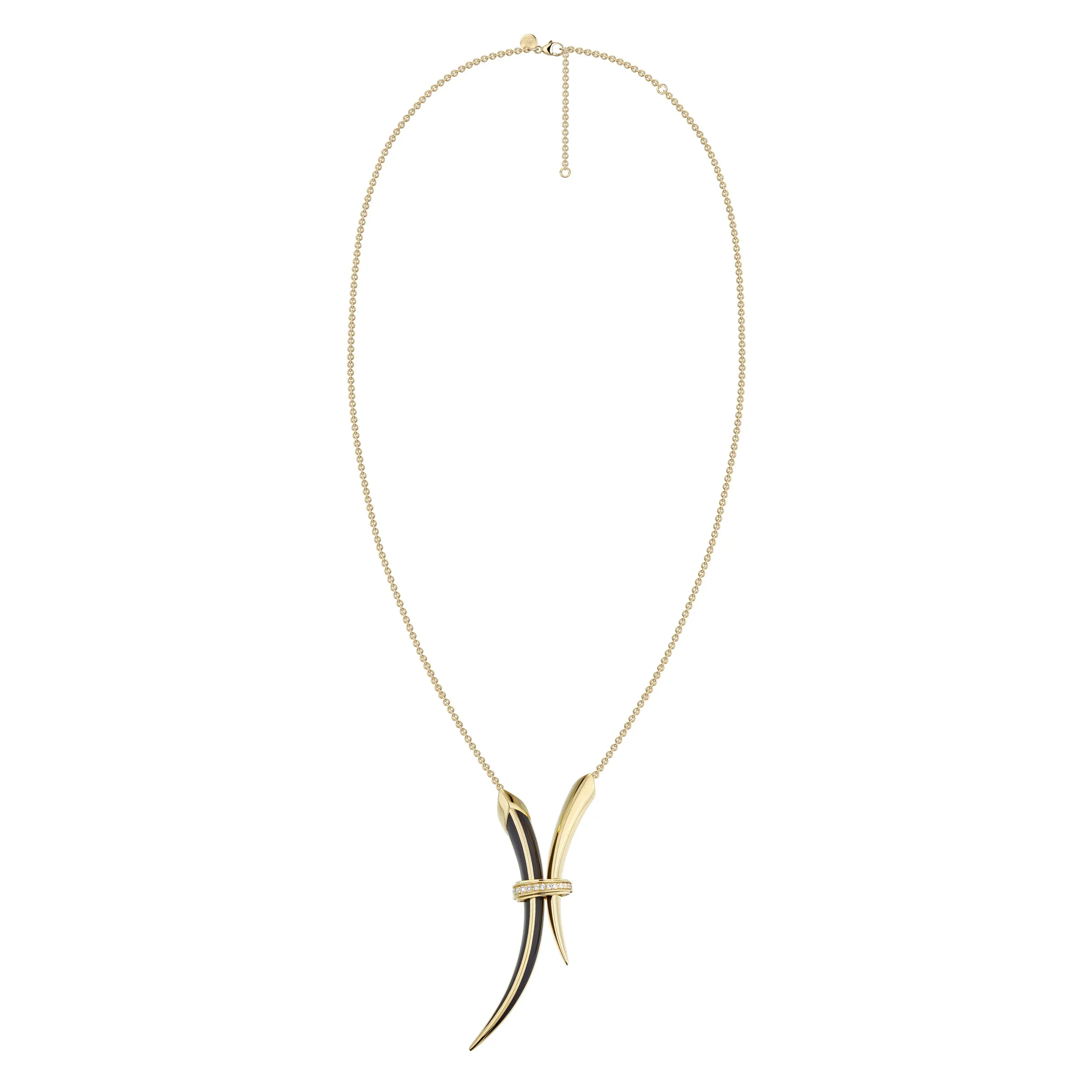 Sabre Deco Necklace - Yellow Gold Vermeil, Black Ceramic & Diamond