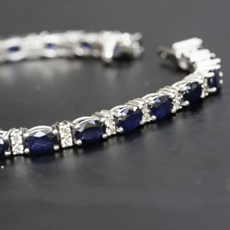 Sapphire Gemstone bracelet for women, wedding jewelry, Anniversary Gift, birthday Gift for wife