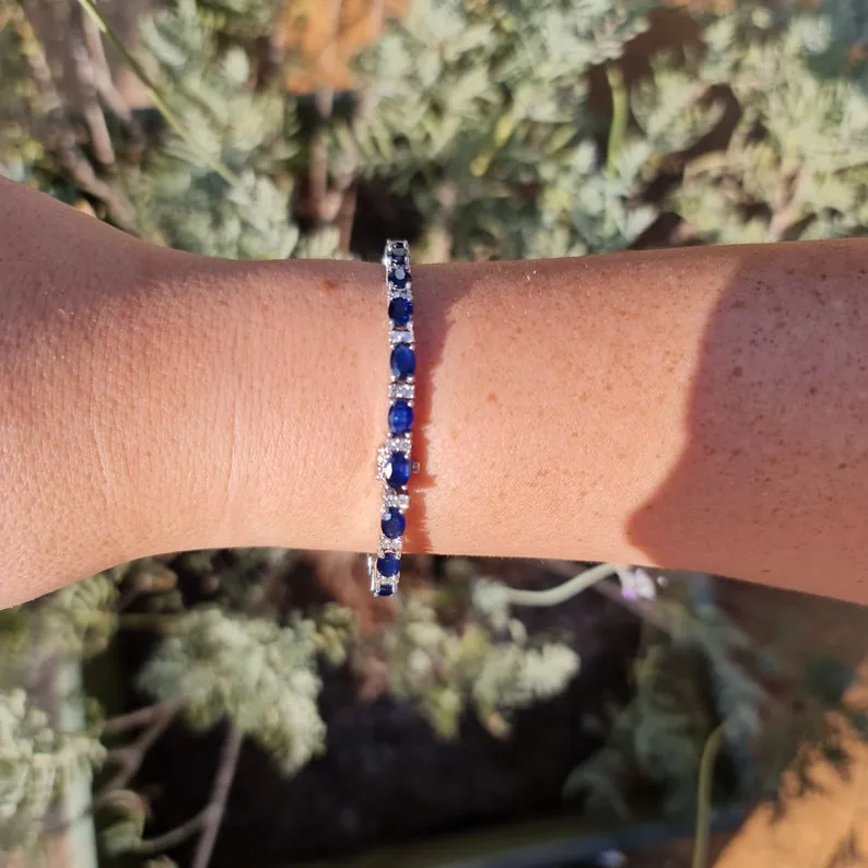 Sapphire Gemstone bracelet for women, wedding jewelry, Anniversary Gift, birthday Gift for wife