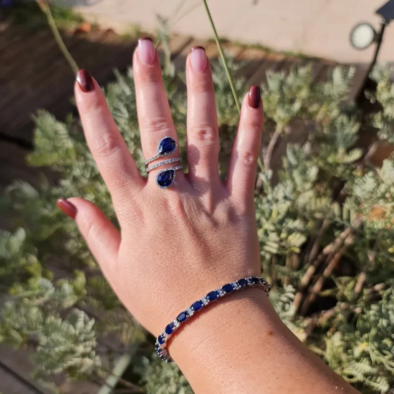 Sapphire Gemstone bracelet for women, wedding jewelry, Anniversary Gift, birthday Gift for wife