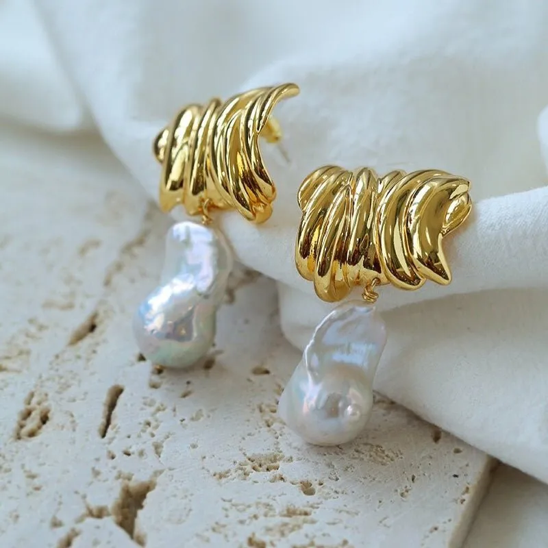 Sculptural Baroque Twisted Pattern Earrings
