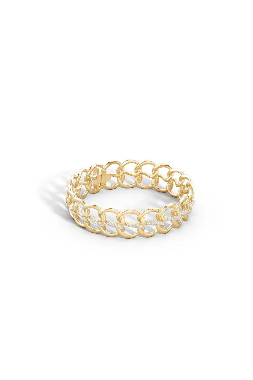 Shangri-La Yin-Yang 14K Gold and Diamond Link Bracelet