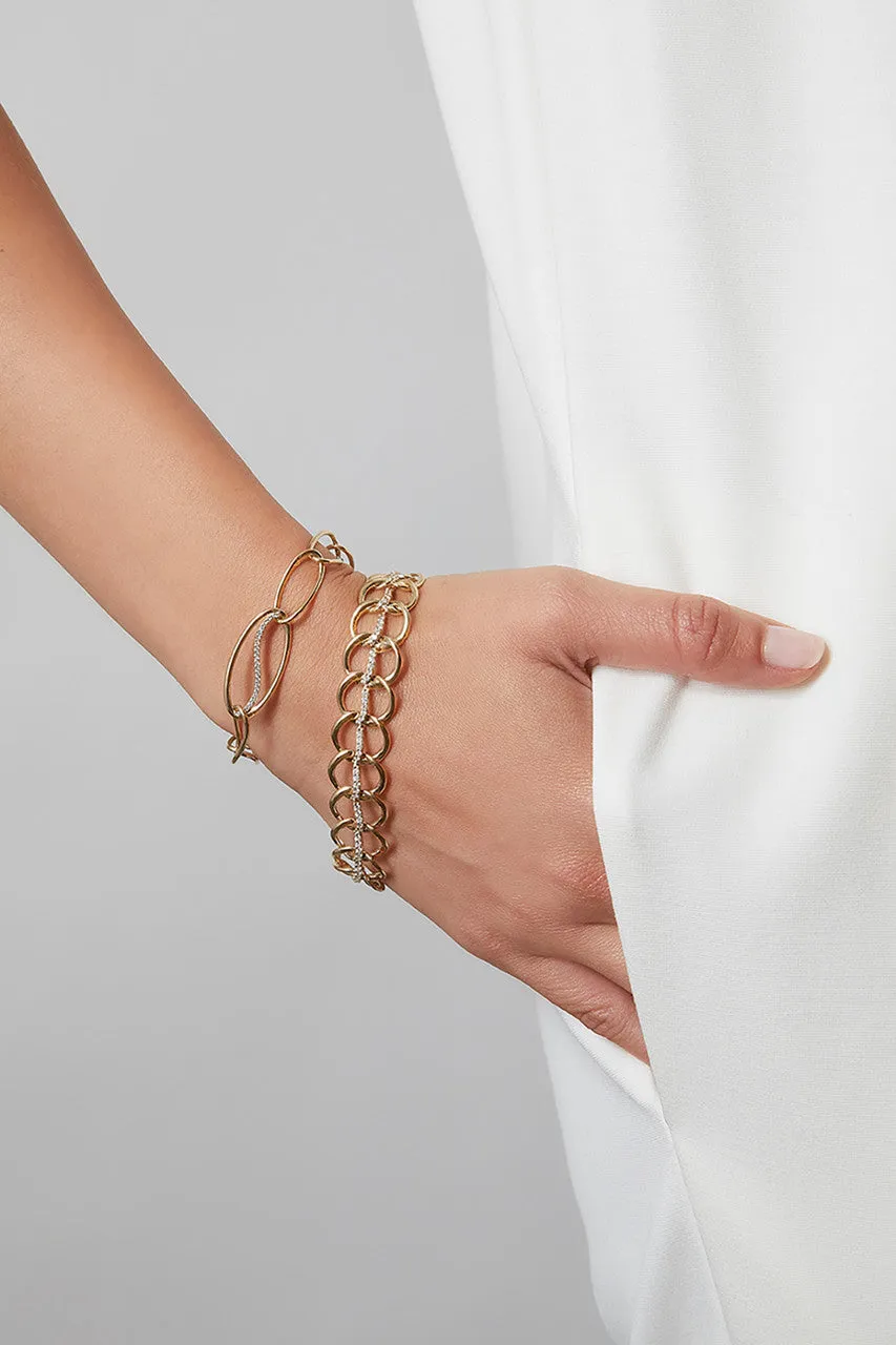 Shangri-La Yin-Yang 14K Gold and Diamond Link Bracelet